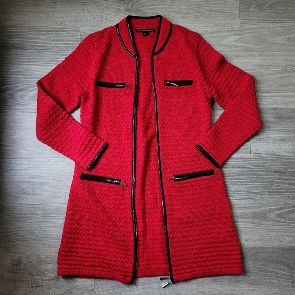 Boston Proper Red Wool Blend Sweater Jacket - Picture 2 of 9